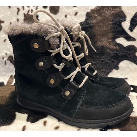 Sorel Women’s  Explorer Joan‎ Winter Boot -Black/Dark Stone Size 8 - Picture 1 of 8